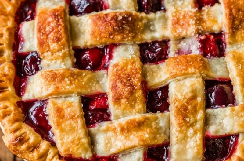 Deliciously baked ultimate cherry pie with a flaky crust and juicy filling