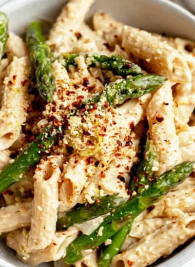 Delicious Vegan Lemon White Bean Pasta served with fresh herbs and lemon zest