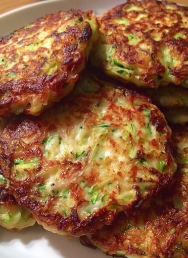 Delicious homemade zucchini patties served on a plate with fresh herbs.