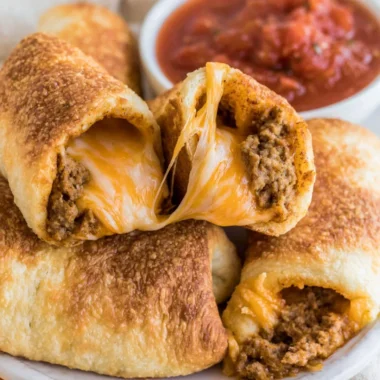 Plate of cheesy taco sticks, crispy and flavorful with melted cheese