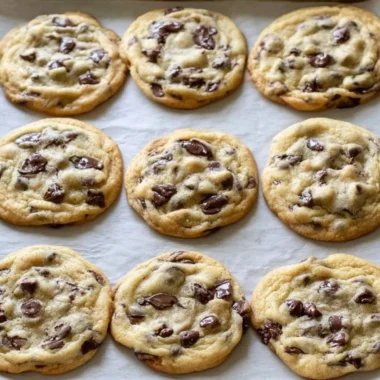 Freshly baked chocolate chip cookies with melted chocolate chunks