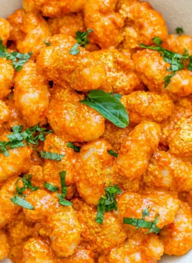 Plate of gnocchi served with garlic cream tomato sauce