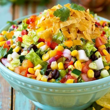 Colorful Mexican Chopped Salad with fresh vegetables and dressing