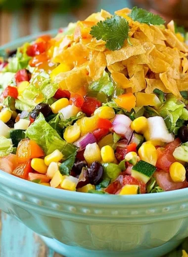 Colorful Mexican Chopped Salad with fresh vegetables and dressing