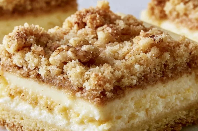 Delicious Mom's Cheesecake Cookie Bars on a plate.