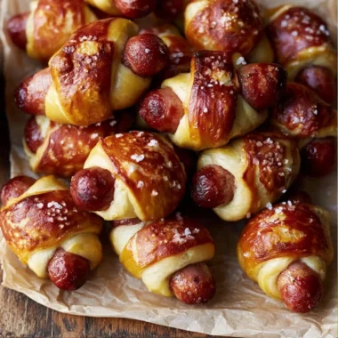 Delicious Pretzel Pigs in a Blanket served on a plate, perfect for snacks.