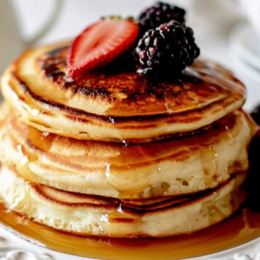 Delicious single serving fluffy pancakes on a plate