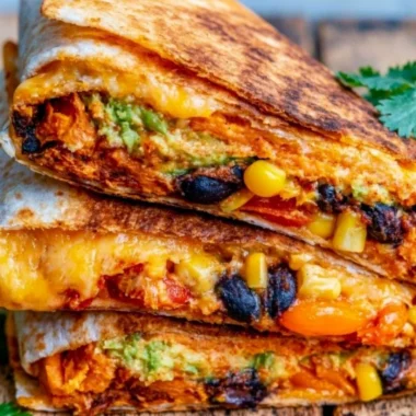 Delicious Vegetarian Quesadillas filled with vegetables and cheese