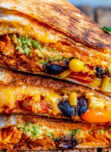 Delicious Vegetarian Quesadillas filled with vegetables and cheese
