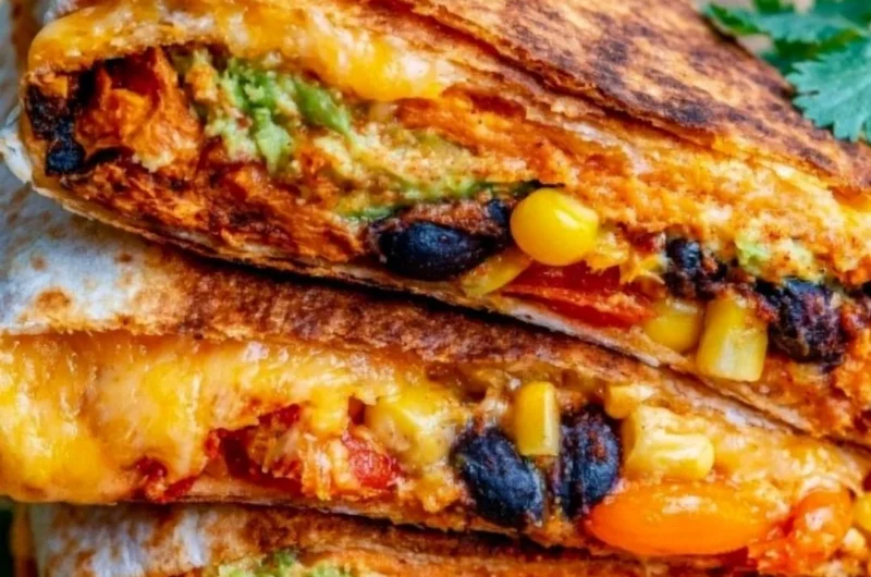 Delicious Vegetarian Quesadillas filled with vegetables and cheese